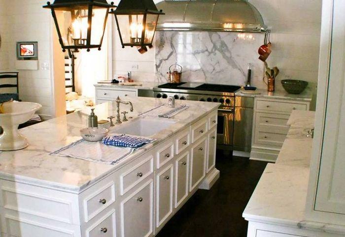 white marble kitchen countertops